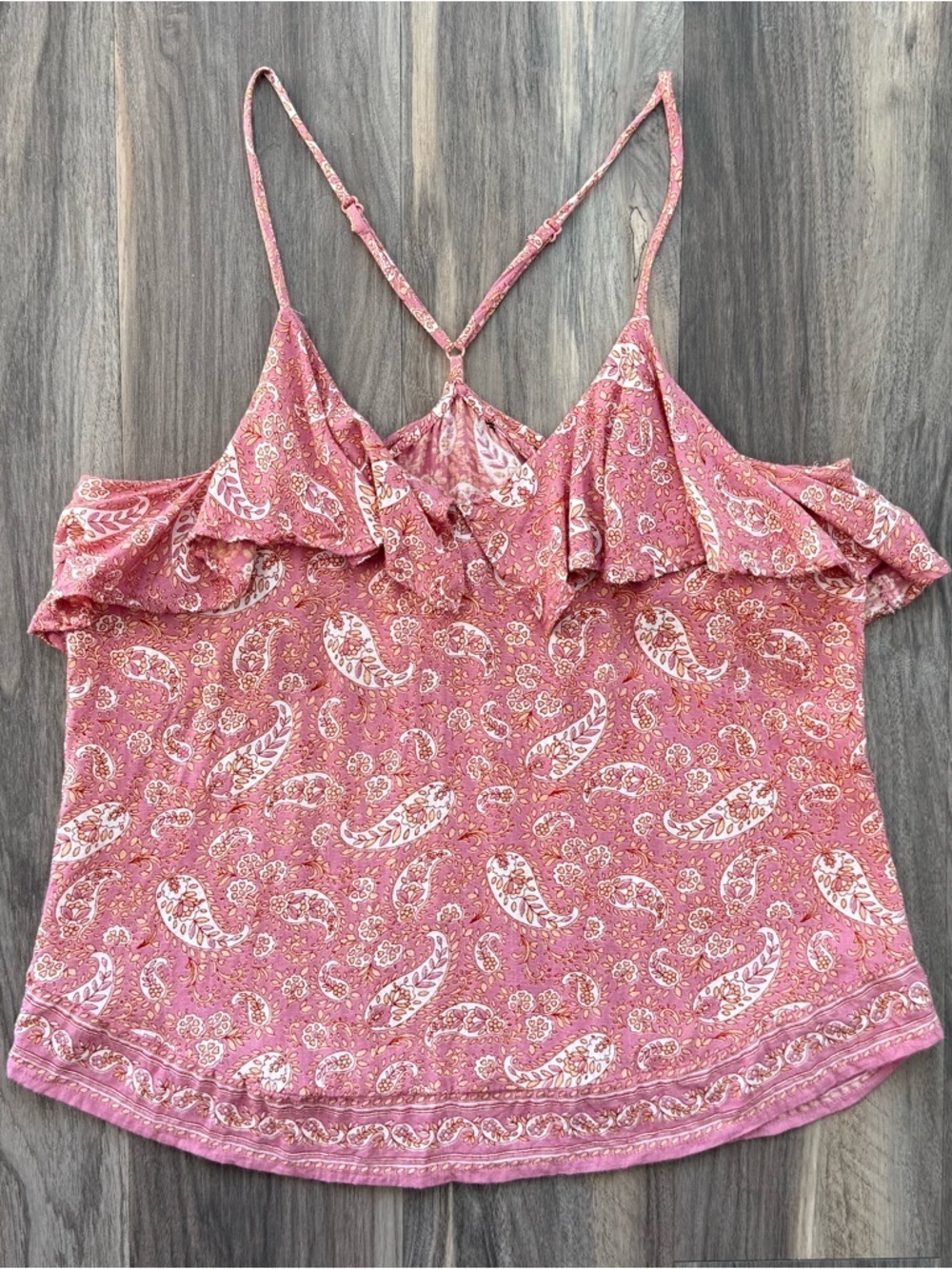 Aqua by Bloomingdale’s Pink Paisley Racerback Top Size S
